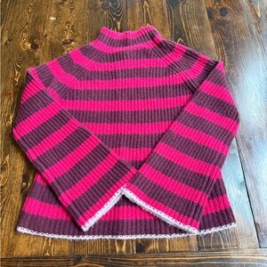 Maeve Pink and Brown Striped Turtleneck Sweater